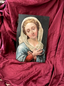 MADONNA ORANTE SCUOLA UMBRA OLIO SU PANNELLO XVII-XIX SECOLO - Imagen 1 de 10