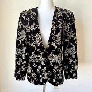 Vintage NORTON MCNAUGHTON Embroidered Paisley Velvet Structured Blazer—SZ. 8 - Picture 1 of 13