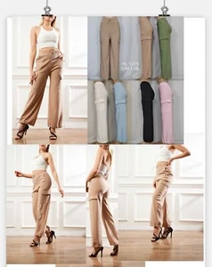 NEW LADIES STRAIGHT LEG LIGHTWEIGHT PARACHUTE CARGO PANT - Picture 1 of 5