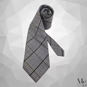 GRANT THOMAS Gray & Blue Glen Chek Hand Sewn Silk Tie 60''- 4" EX COND - Picture 1 of 6