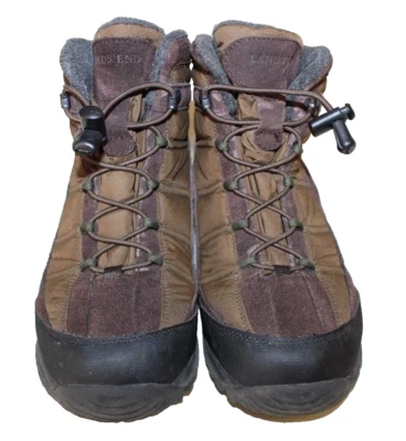 Lands End Mujer Botines Talla 7 B Marrón Gamuza/Acolchado Encaje Rápido Invierno Zapato Foto 1 de 4