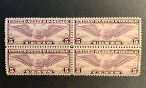 U.S. FRÜHE LUFTPOSTMARKEN, POSTFRISCH BLOCK (4), LEUCHTENDE FARBE, SCHÖN O.G., SCOTT#C12 - Bild 1 von 2