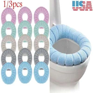 1/3pcs Soft Bathroom Toilet Seat Closestool Cushion Washable Cover Mats Warmer - Picture 1 of 17