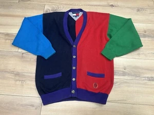 Vintage 90’s Tommy Hilfiger Color Block Large Sweater Green Blue Purple Red - Picture 1 of 8