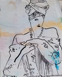 Fashion Model Life Drawing 4, Original Contemporary, Size 9"x11.3",1998,US - Picture 1 of 6