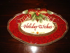 Fitz and Floyd Oval Holiday Wishes Weihnachtsteller - Bild 1 von 2