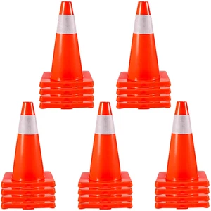20Pack 18" Traffic Cones, Safety Road Parking Cones PVC Base Orange Traffic Cone - Picture 1 of 12