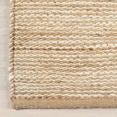 White & Natural Jute Hemp Rug Extra Large Room Modern Home Decor Hallway Carpet - Image 1 of 4