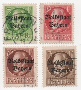 Bavaria Overprint 1919 #136, 137, 139, 148 - Imagen 1 de 1