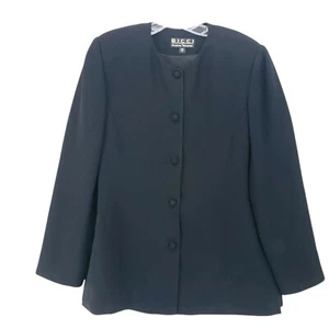 Blazer negro vintage Bicci Florine Wachter carrera noche fiesta talla 14 - Imagen 1 de 7