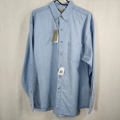 Camisa BILL BLASS Manga Larga Con Botones Para Hombre 100% Algodón Talla Mediana Bolsillo Frontal Foto 1 de 4