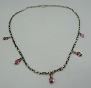 damen halskette 925 silber und rosa steine woman's necklace 925 silver - Bild 1 von 5