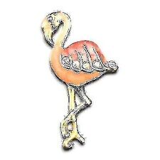 Nina Ricci Pink Flamingo Lapel Pin Gold Tone Rhinestones Enamel Bird Signed
