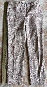 WOMEN'S ETCETERA ANIMAL PRINT PANTS 2 COTTON/ELASTENE CAMEL CREAM - Picture 1 of 7