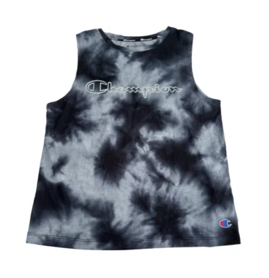 Camiseta sin mangas negra tie dye CHAMPION para mujer con logotipo de gimnasio Foto 1 de 4