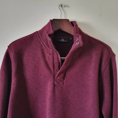 Beverly Hills Polo Club 1/4 Zip Maroon Fleece Lined Pullover Mens Size Medium  - Image 1 of 4