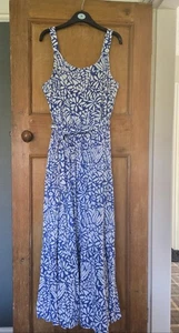 Crew Clothing Company Blue and White Floral Print Maxi Dress Size 12 - Picture 1 of 9