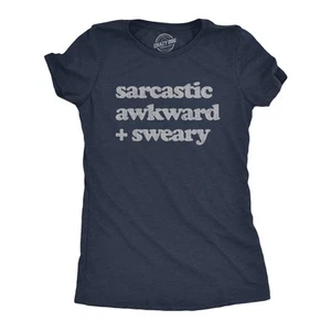 Womens Sarcastic Awkward Sweary T Shirt Funny Personality Introvert Graphic Tee - Picture 1 of 7
