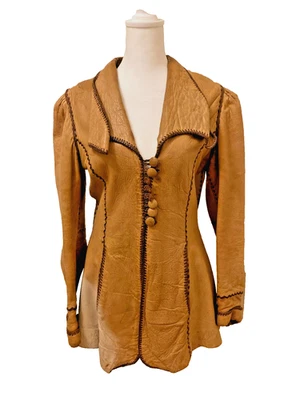 Chaqueta de cuero para mujer North Beach vintage rara de los años 60 - estilo Penny Lane Frock Foto 1 de 4