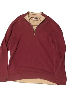 Tommy Bahama Pullover Herren Large grau beige Wende Viertelreißverschluss Langarm - Bild 1 von 3