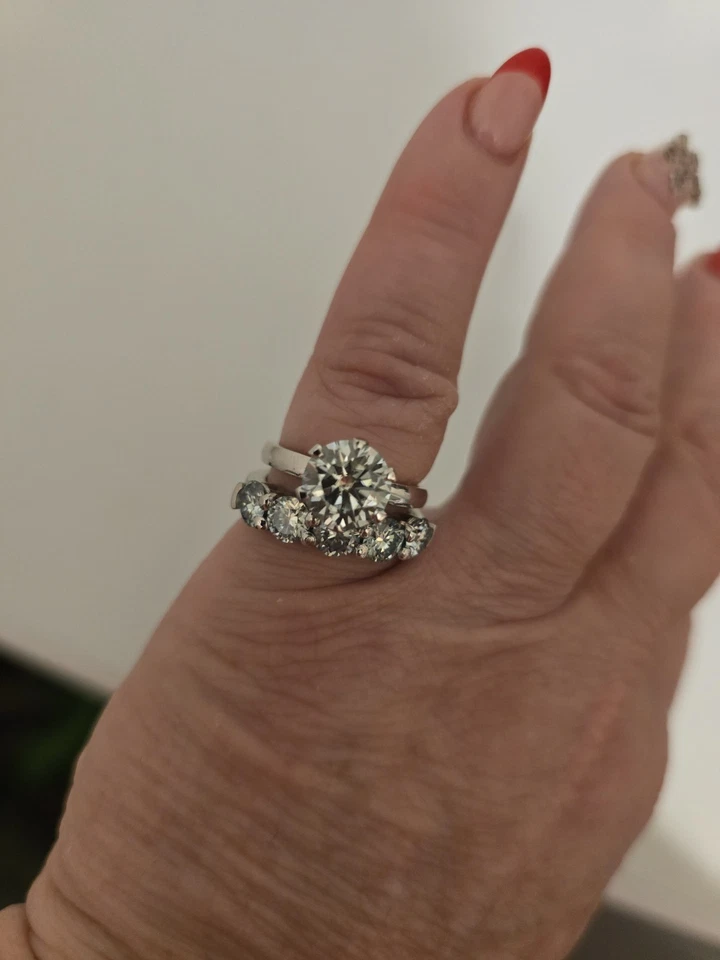 5.05ct VVS1 Ice BlueWhite Moissanite Engagement Ring &Band 925 StrlngSlvr Size 7 - Image 1 of 4