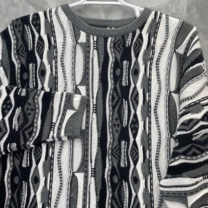 VTG 90’s Coogi Australia Biggie Smalls Hip Hop 3D Abstract Knit Sweater Size XL - Picture 1 of 11