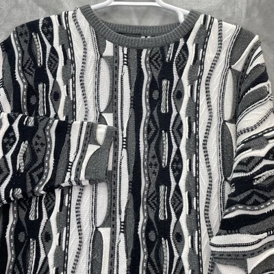 VTG 90’s Coogi Australia Biggie Smalls Hip Hop 3D Abstract Knit Sweater Size XL - Image 1 of 4