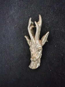 Broche thème La chasse : Tête de cerf avec bois - Picture 1 of 4