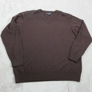 Travis Mathew Sweater Mens Wool Medium Brown V Neck Pullover Golf Casual - Picture 1 of 11