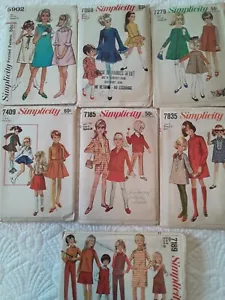 Simplicity Vtg 1965-1968 Lot of 7 Sewing Patterns Girls Sz 8 26" Dresses Suit - Picture 1 of 12