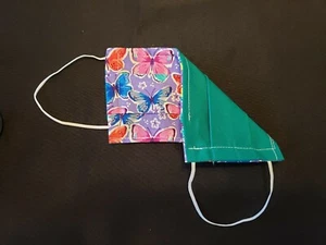 Cotton Reversible Washable Filter Pocket 1/8" Elastic Nose Wire Adult Face Mask - Picture 1 of 10