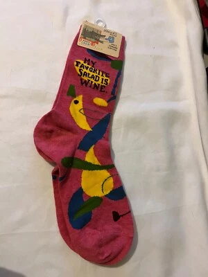 Calcetines azules Q divertidos novedad para mujer “Mi ensalada favorita es el vino” talla única NUEVO Foto 1 de 4