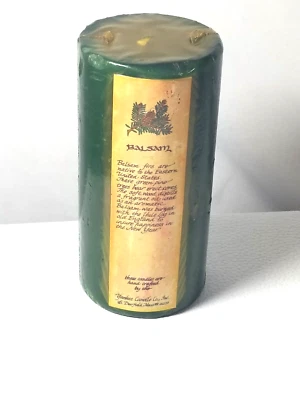 Yankee Candle Balsam Scent 6" Pillar RARE 1980s 1 Wick Green SEALED NOS Handmade - Image 1 of 4