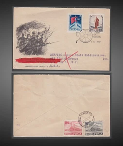 1957 POLAND - CELEBRATING THE RED PLAGUE-COMMUNISM FDC SENT TO SCOTT PHILATELICS - Picture 1 of 1