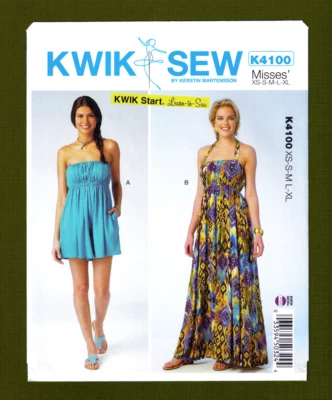 Very Easy Dress & Romper Sewing Pattern~Learn to Sew (Sizes XS-XL) Kwik Sew 4100 - Image 1 of 3