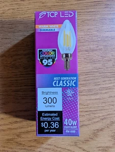TCP LED Filament High CRI Decorative Lamps B11 Lamps 40 Watt Replacements - Picture 1 of 2