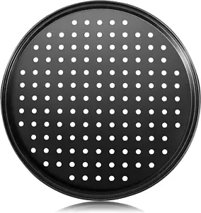 Pizza Steel Pan for Oven, Pizza Crisper Pan with Holes 12 Inch, Nonstick - Picture 1 of 12