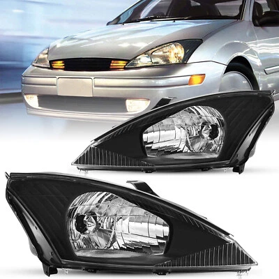 Conjunto de faros halógenos negros transparentes 00-04 L+R para Ford Focus 2000-2004 Foto 1 de 4