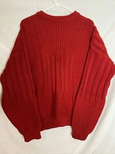 Vintage Kenneth Stevens Herren Geometrischer Strick Rot Pullover Gr. XL Made in USA - Bild 1 von 6