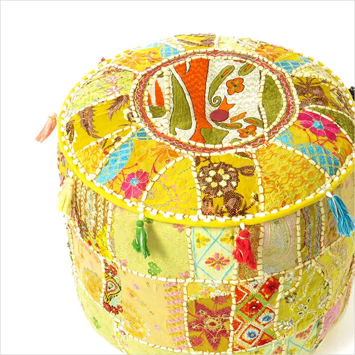 Indian Bohemian Decorative Pillow Ottoman Pouf Cover Vintage Cushion Cover US - Image 1 of 1