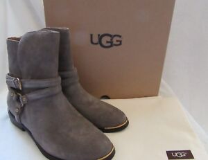 UGG Australia Kelby Mouse Grey Suede Leather Zip Boots Shoes US 9 EUR 40 NWB 