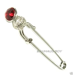 Miracle KILT PIN THISTLE FAUX RUBY RED STONE SCOTTISH HIGHLAND MADE IN THE UK  - Picture 1 of 5