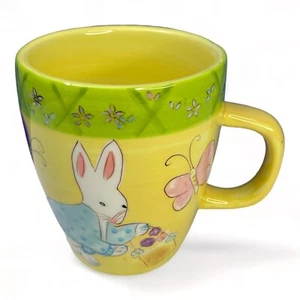 Gates Ware Easter Mug Yellow Rabbit And Butterflies Bunny Coffee Tea - Picture 1 of 9