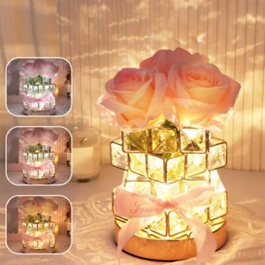 Rose Nachtlicht Touch LED Nachttischlampe Crystal Nachtlampe Dimmbar für Frauen - Bild 1 von 20