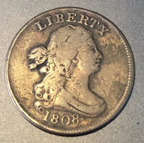 1808 Draped Bust Half Cent - US 1/2c Copper Penny Coin - L35 Cover