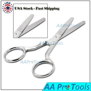 4" SAFETY POCKET DOUBLE ROUND SAFETY POINT SCISSORS HAIR REMOVER - Picture 1 of 3