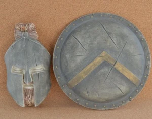 Spartaner Leonidas Maske und Schild Skulptur Set Relief Artefakt Skulptur - Bild 1 von 5
