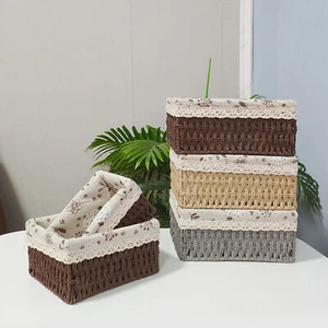 Rattan Storage Basket White with Cloth Lining Hand Woven Gift Hamper Craft Home - Picture 1 of 36