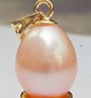  natural 11 x 8.5 mm pink dorp south sea pearl pendant 14k gold clasp 