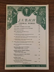J S BACH CHORAL WORKS SCHIRMER CHORAL SHEET MUSIC - Picture 1 of 2
